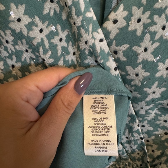 Rebecca Taylor Teal Floral Long Sleeve Dress - Picture 5 of 5